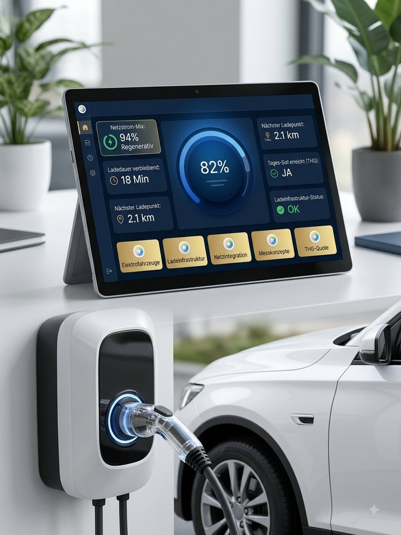 Ladeinfrastruktur für Elektrofahrzeuge mit Auswertung von Ladeleistung und THG-Quote